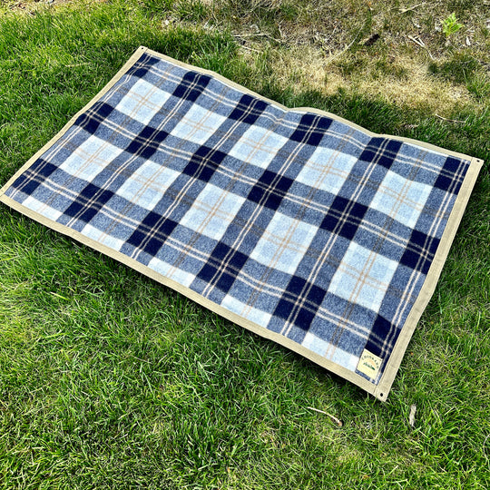 Extra Large Waxed Canvas and Tartan Wool Lined Bushcraft Ground Cloth