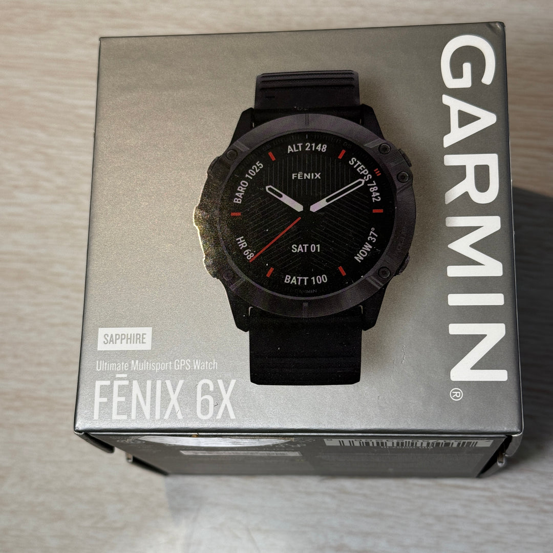 Garmin 010-02157-10 fenix 6X Sapphire, Premium Multisport GPS Watch, features Mapping, Music, Grade-Adjusted Pace Guidance and Pulse Ox Sensors, Dark Gray with Black Band