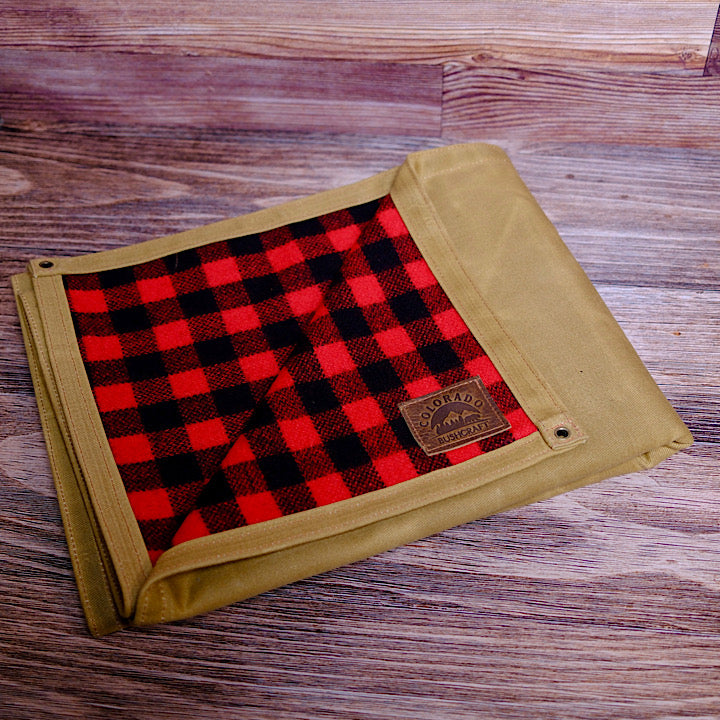 Extra Large Heavy Weight Waxed Canvas and Buffalo Plaid Wool Lined Bushcraft Ground Cloth