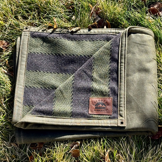 Extra Large Heavy Duty Waxed Canvas and Alpaca Wool Lined Bushcraft Ground Cloth