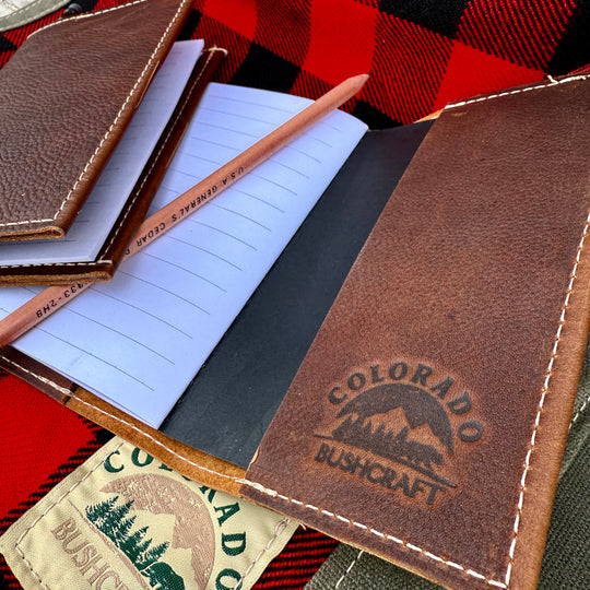 Handmade Bushcraft Field Note Kodiak Leather Notebook Diary (Includes Notebook and Pencil)