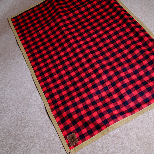 Extra Large Heavy Weight Waxed Canvas and Buffalo Plaid Wool Lined Bushcraft Ground Cloth