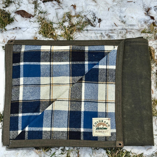 Extra Large Waxed Canvas and 100% Pendleton Wool Lined Bushcraft Ground Cloth