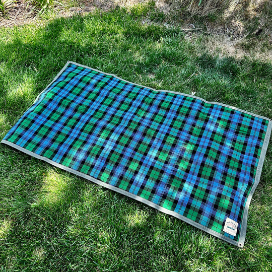 Large Heavyweight Waxed Canvas and Tartan Wool Lined Bushcraft Ground Cloth