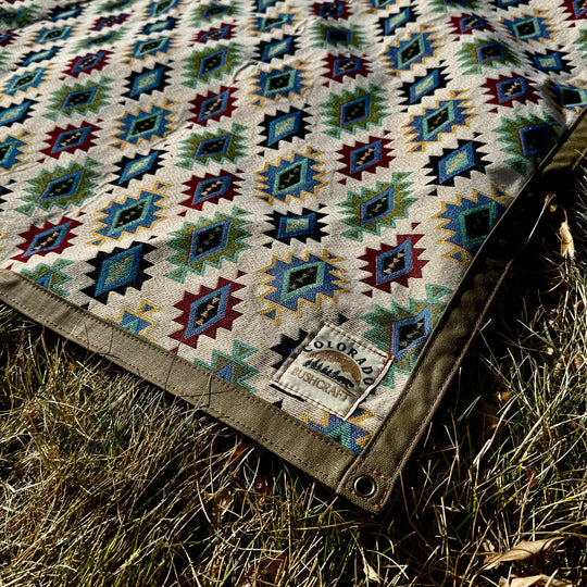 Extra Large Heavy Weight Waxed Canvas and Aztec Print Lined Bushcraft Ground Cloth