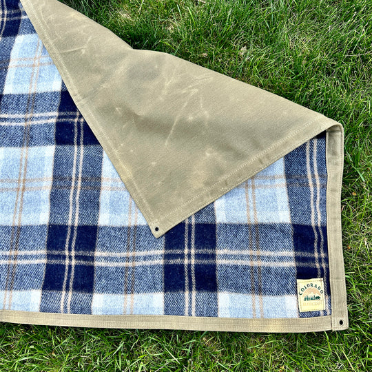 Extra Large Waxed Canvas and Tartan Wool Lined Bushcraft Ground Cloth