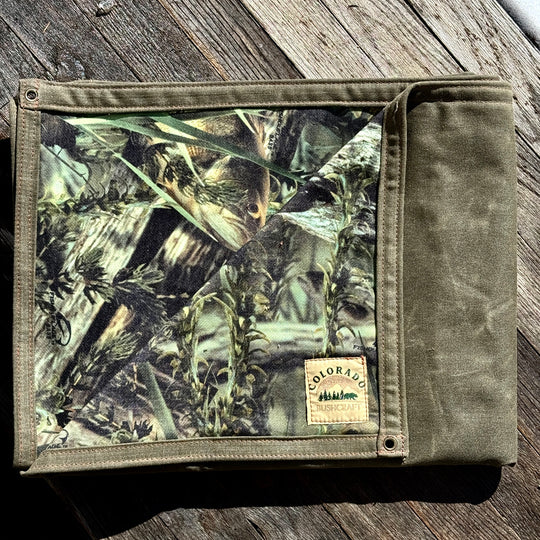 Extra Large Heavy Weight Waxed Canvas and Cotton Blend Bassoflauge Lined Bushcraft Ground Cloth