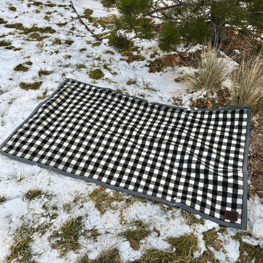 Extra Large Heavy Weight Waxed Canvas and B/W Buffalo Plaid Wool Lined Bushcraft Ground Cloth (Copy)