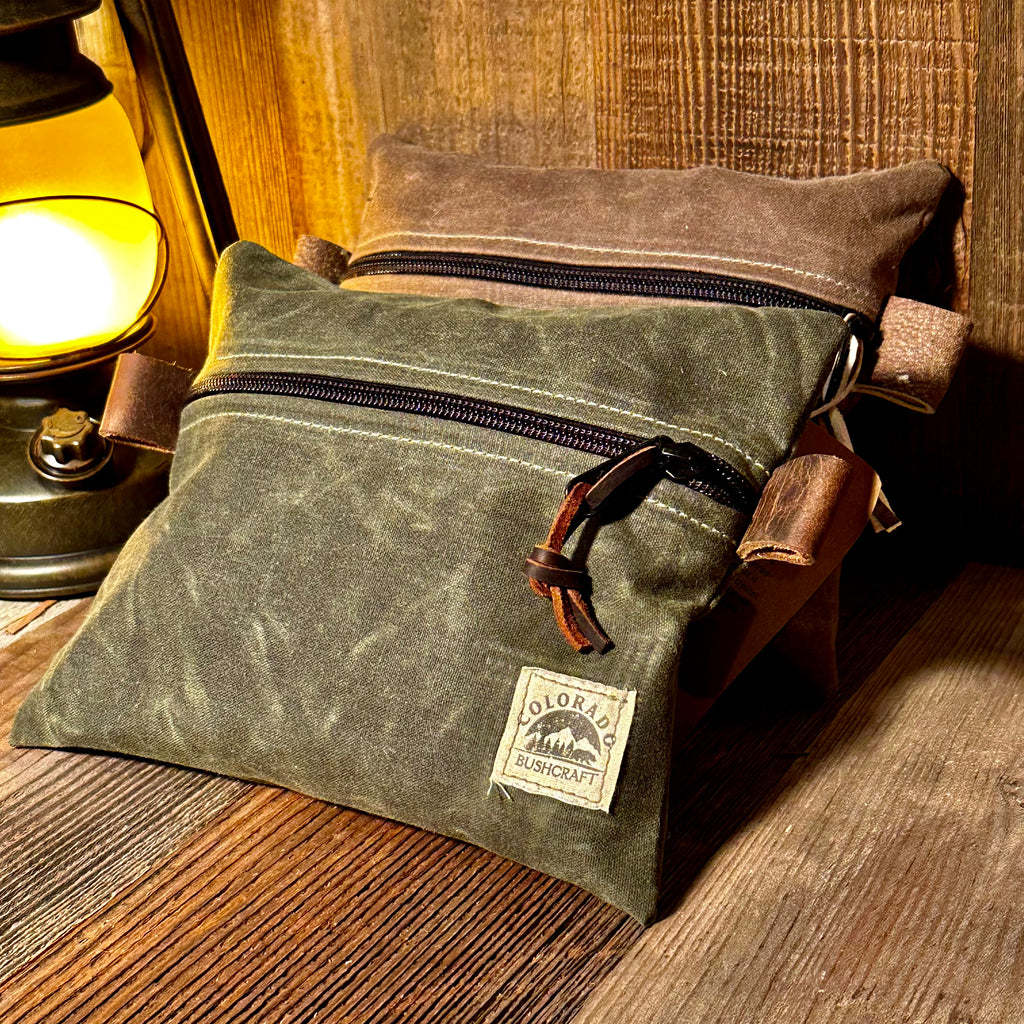 Handmade Medium Waxed Canvas Traditional EDC Pouch Bushcraft Survival  Camping Possibles Dopp Grooming (Various Colors)